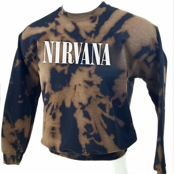 NIRVANA Acid Washed, Distressed Pullover Crewneck, Sweatshirt - rock, grunge y2k - Picture 3 of 5
